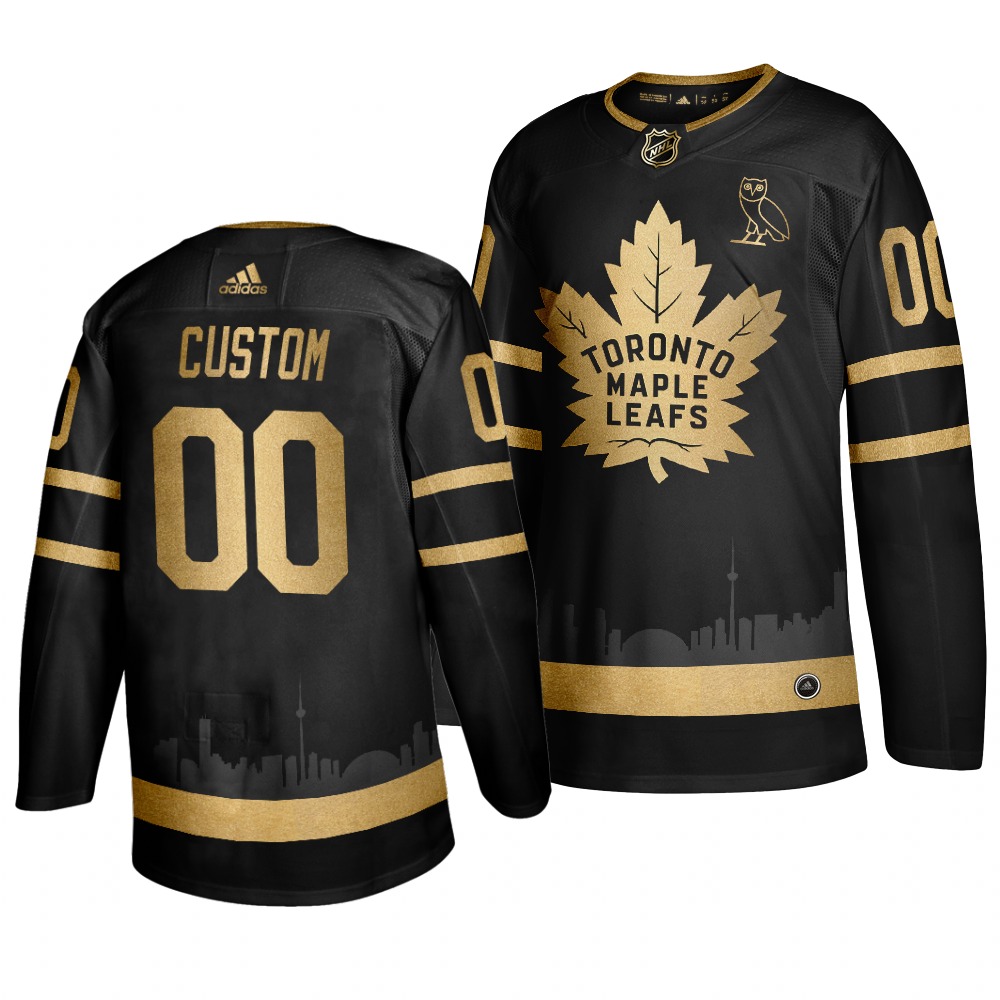 Adidas Maple Leafs Custom Men 2019 Black Golden Edition OVO Branded Stitched NHL Jersey